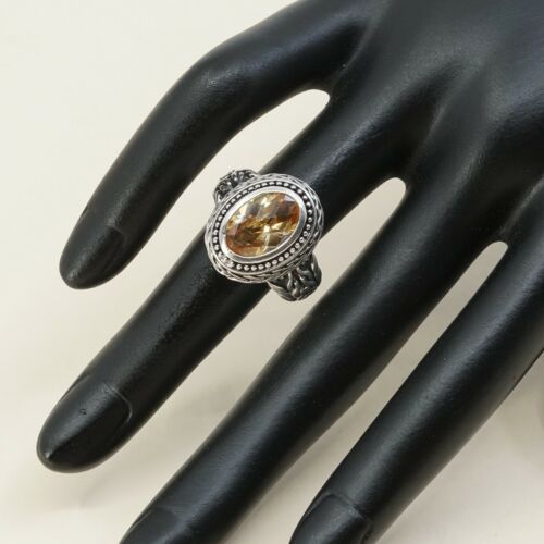 Sz 7, Sterling Silver handmade Ring, 925 Silver W/ citrine N Cable Texture