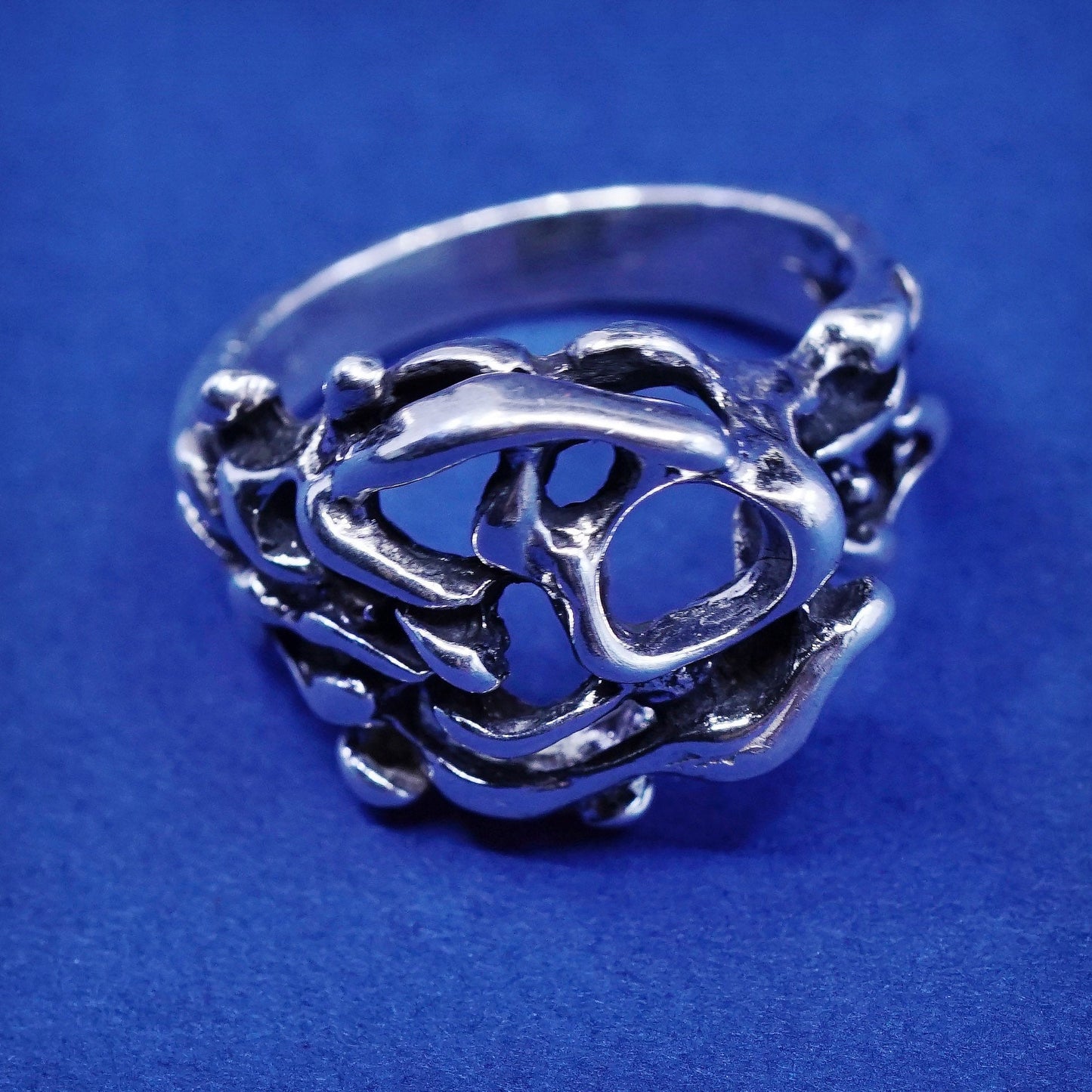 sz 5.75, Jens Peterson Art Nouveau Sterling silver handmade ring, 925 band