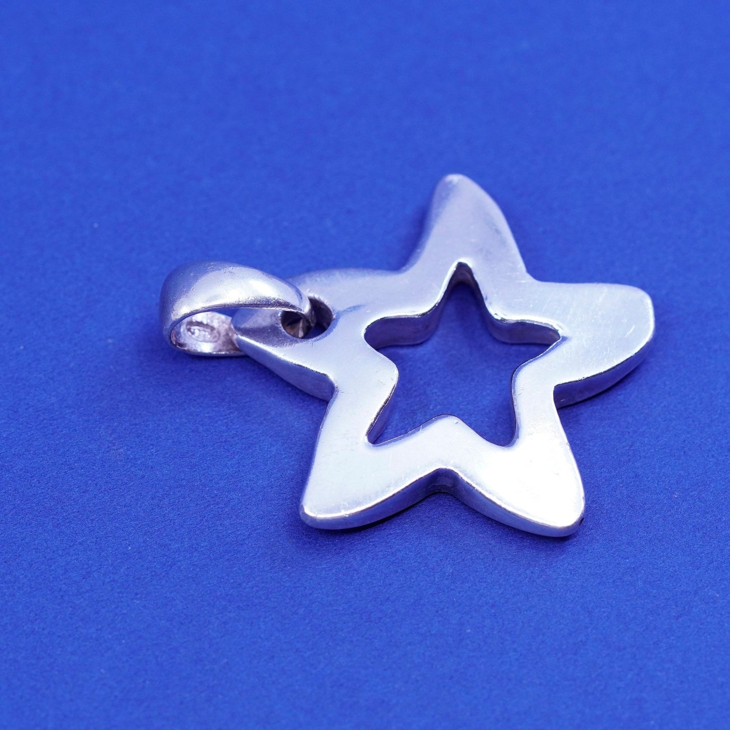 Vintage Sterling silver handmade pendant 925 star tag charm