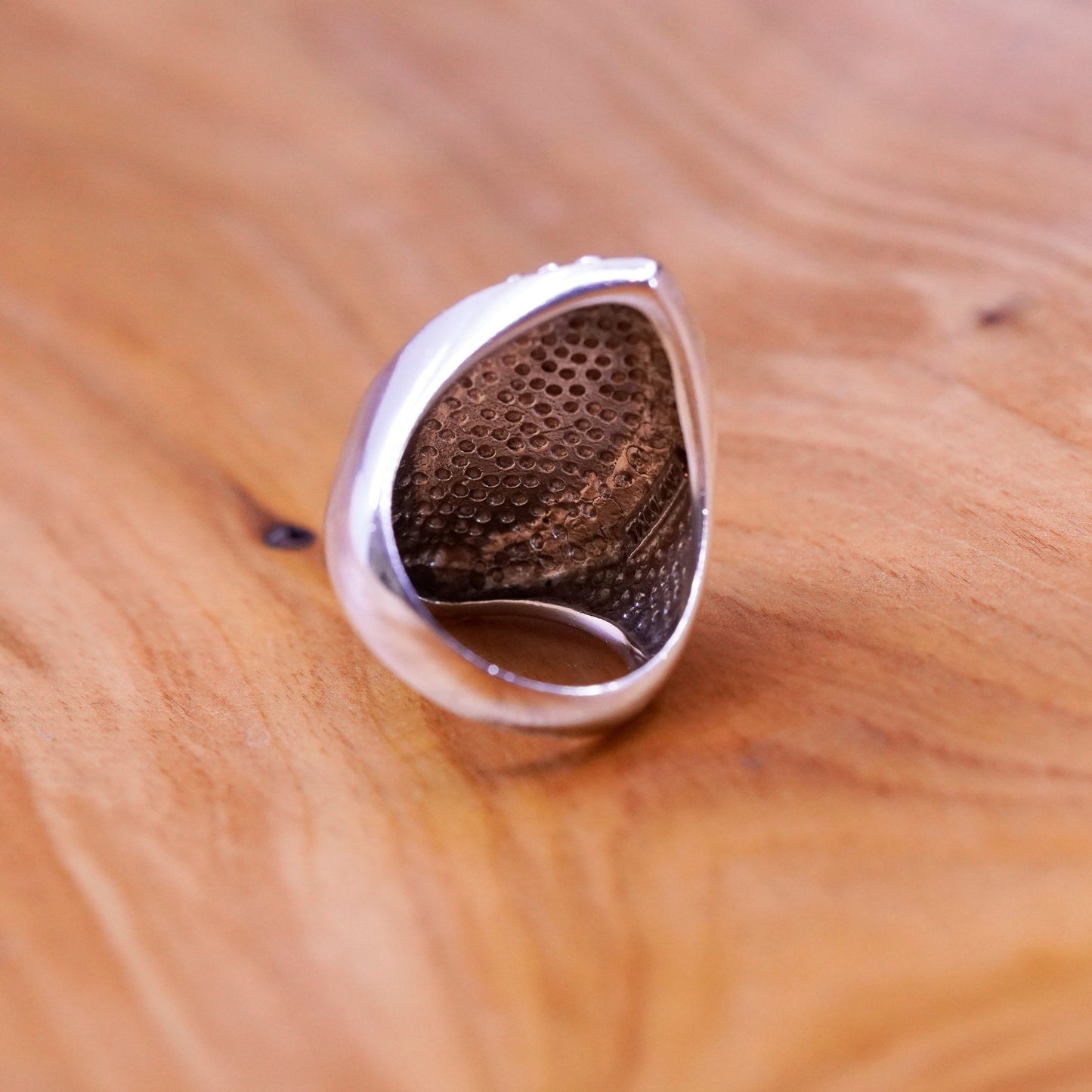 Size 9, vintage Sterling 925 silver handmade ring with marquise turquoise beads