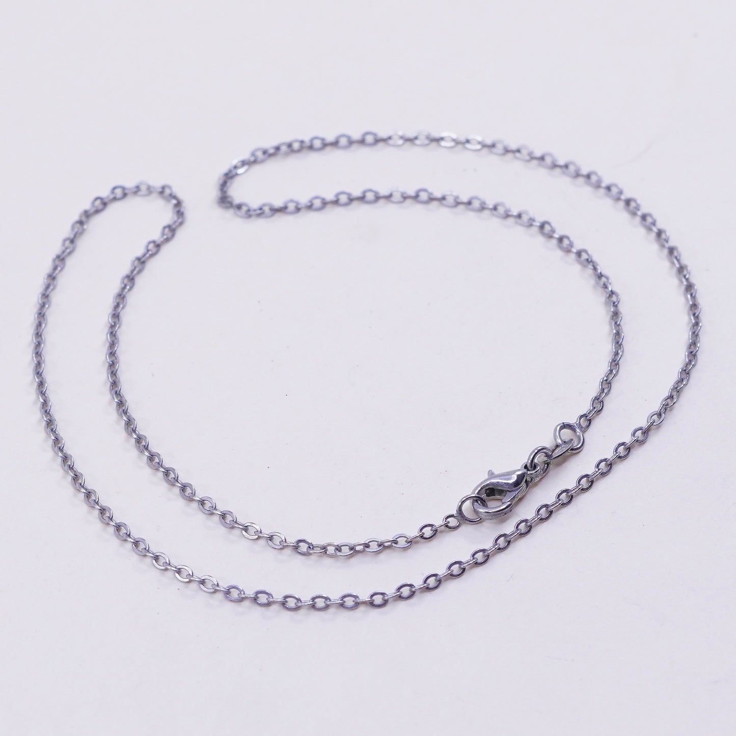 17”, 1.6mm, Vintage sterling silver flatten circle chain, Italy 925 necklace