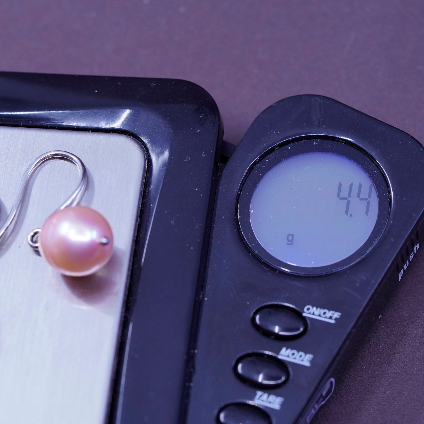 Vintage FL Sterling silver handmade earrings, 925 hooks with pink pearl drops
