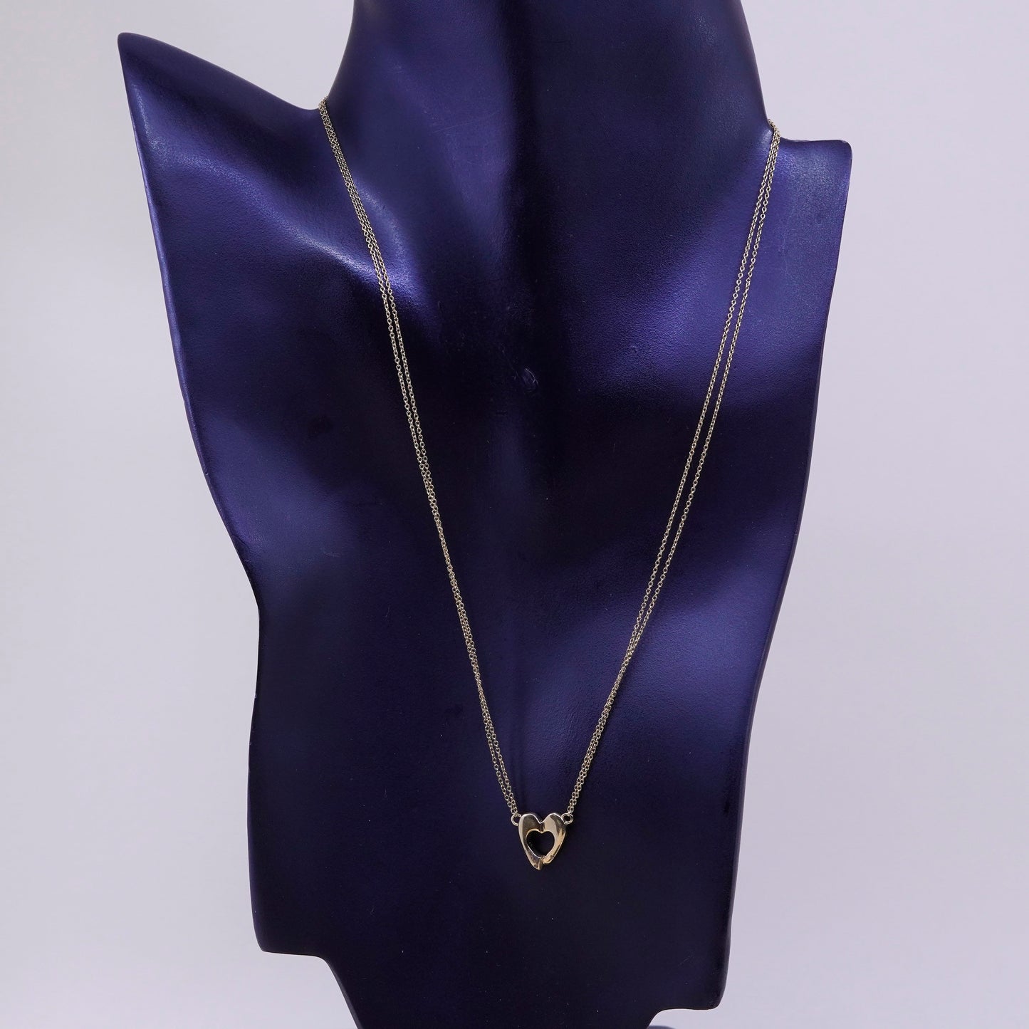 18”, Vermeil gold over sterling silver circle link chain 925 heart pendant