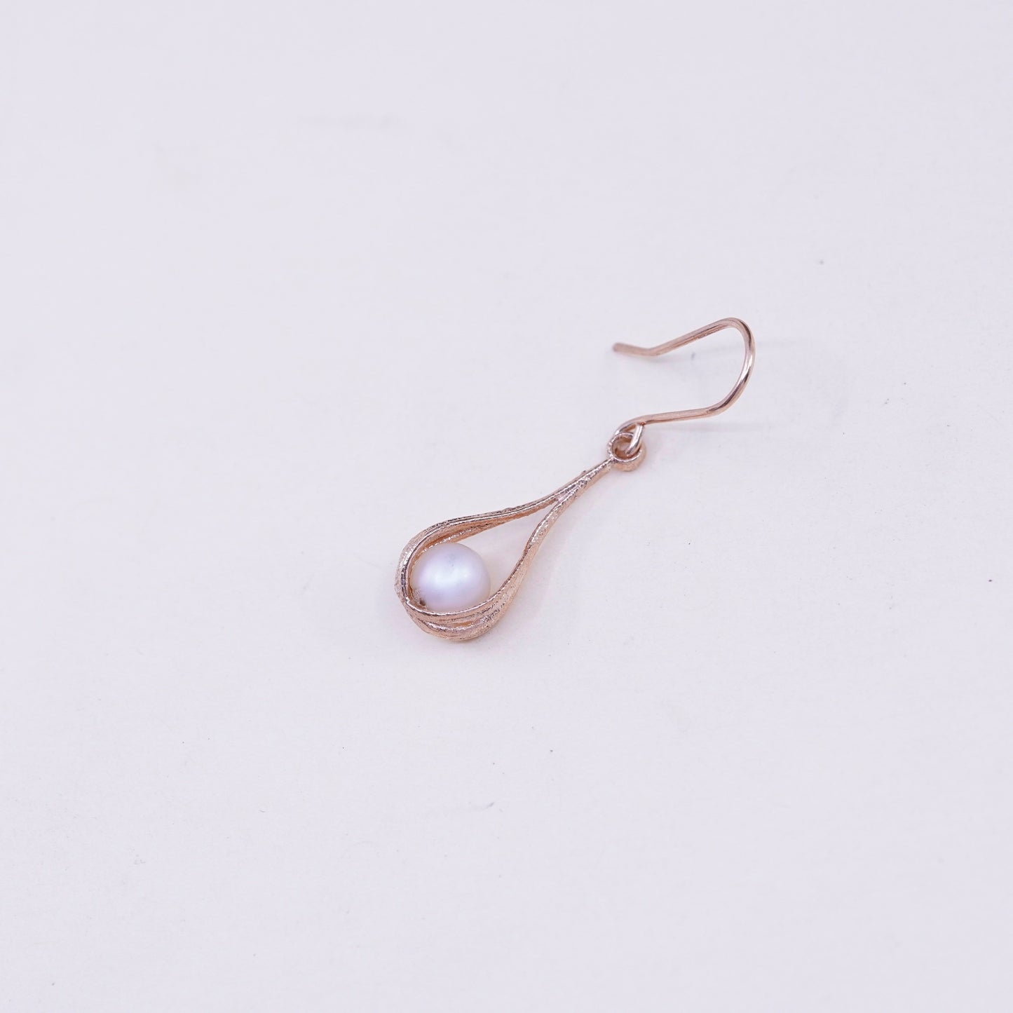Vintage rose gold over Sterling 925 silver handmade earrings with pearl