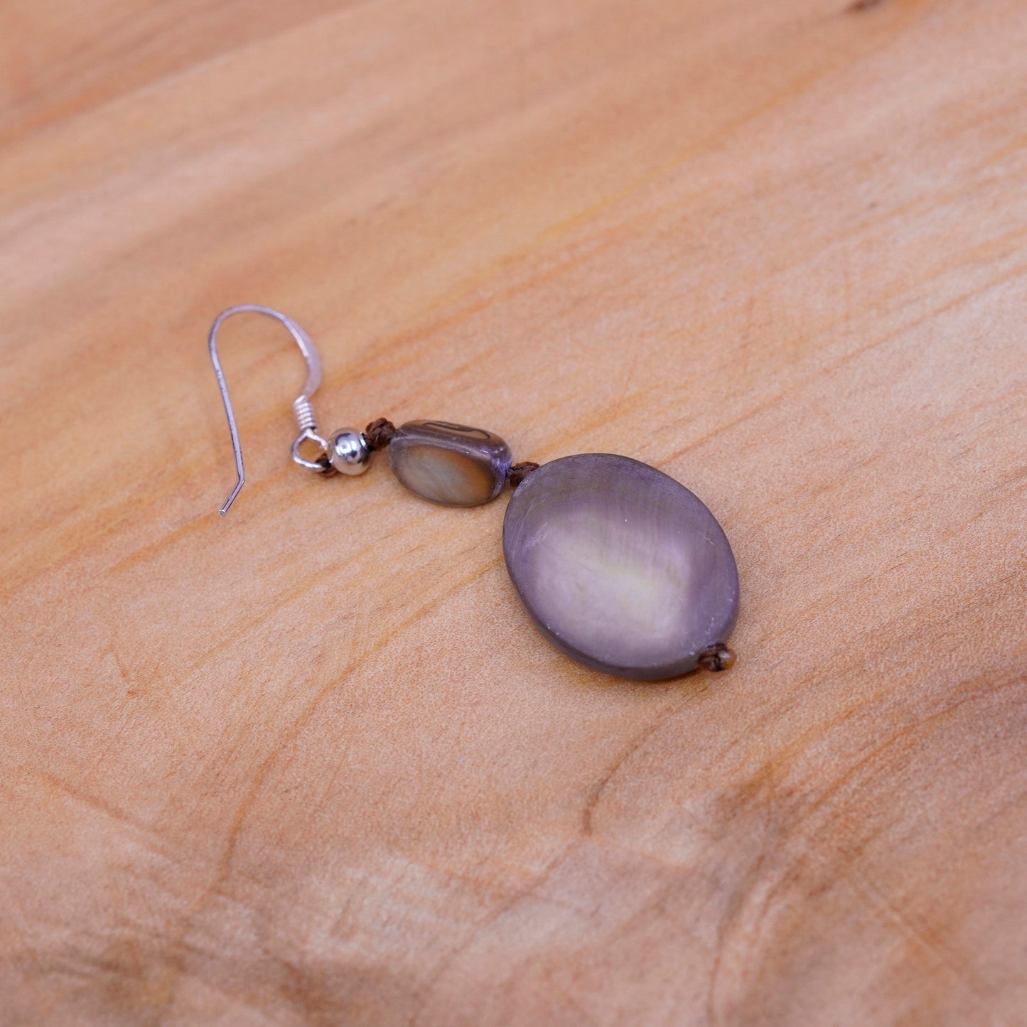 Vintage Sterling 925 silver handmade earrings with brown mother of pearl