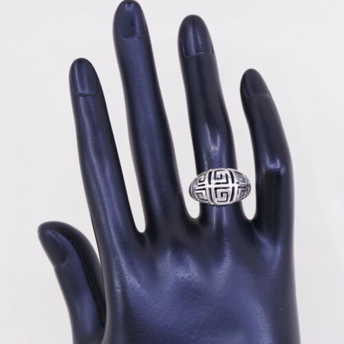 Size 6.5, Vtg Sterling 925 Silver Handmade Ring W/ Greek Key Cut Out Stamped 925