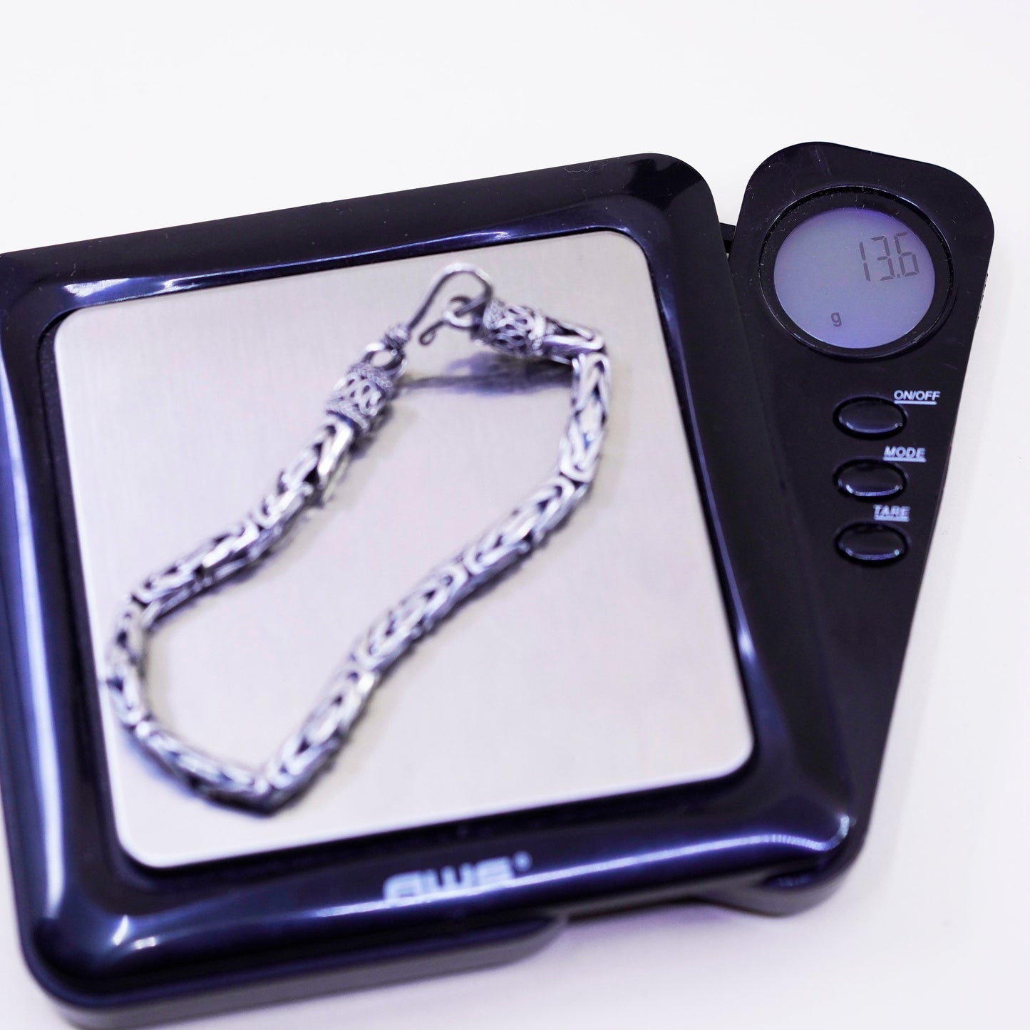 6.25”, bold Sterling silver handmade bracelet, 925 Byzantine, birdcage chain