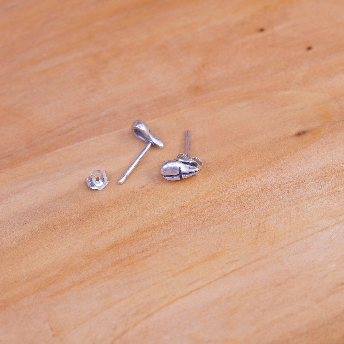 Vintage Sterling silver handmade earrings, 925 teardrop studs