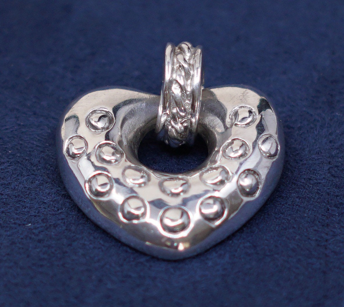 vtg Sterling silver handmade pendant, mexico 925 heart, stamped 925