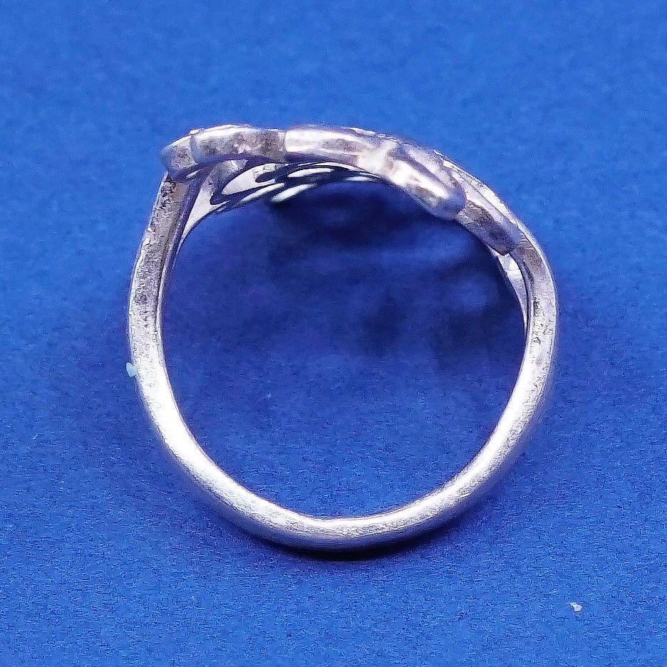 Size 5, vtg Sterling silver handmade ring, 925 filigree sunflower ring