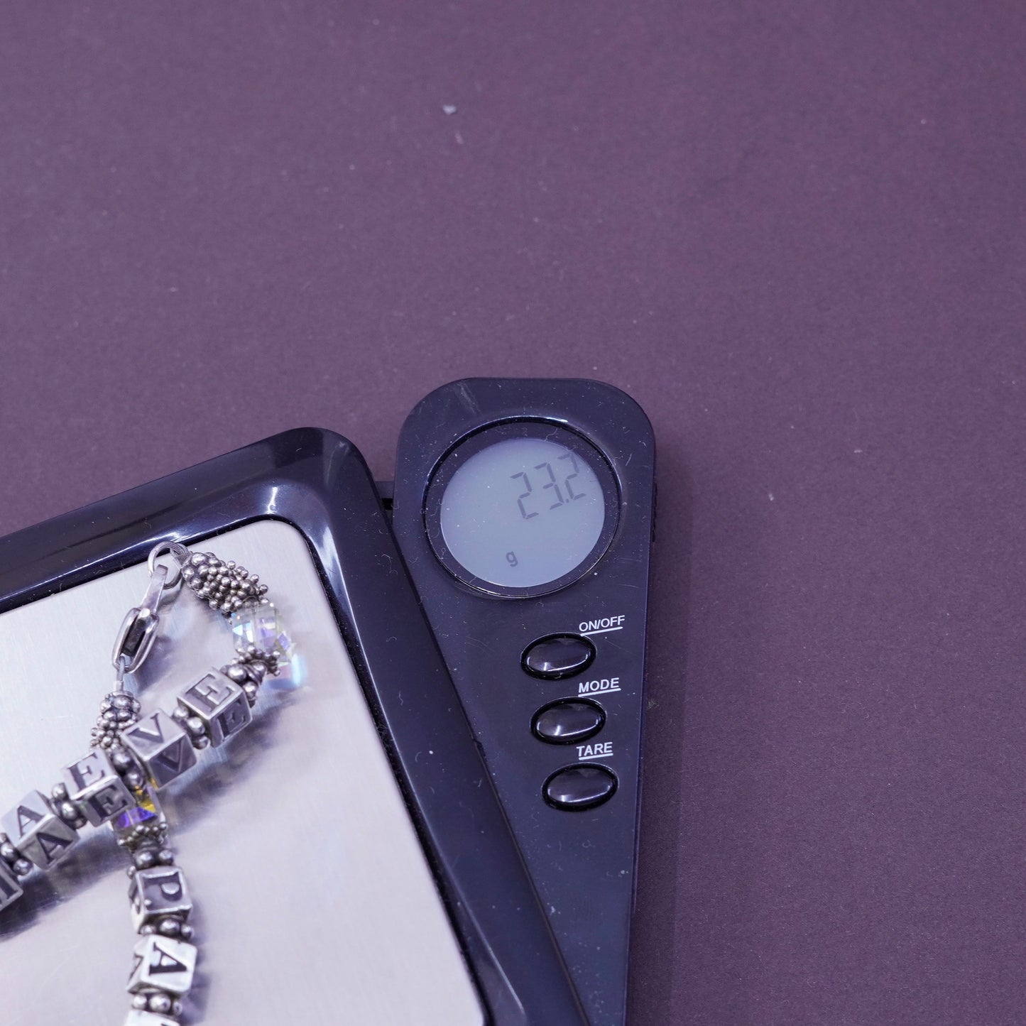 6.5”, Sterling 925 silver handmade bracelet cz beads name Patrick Maeve cubes