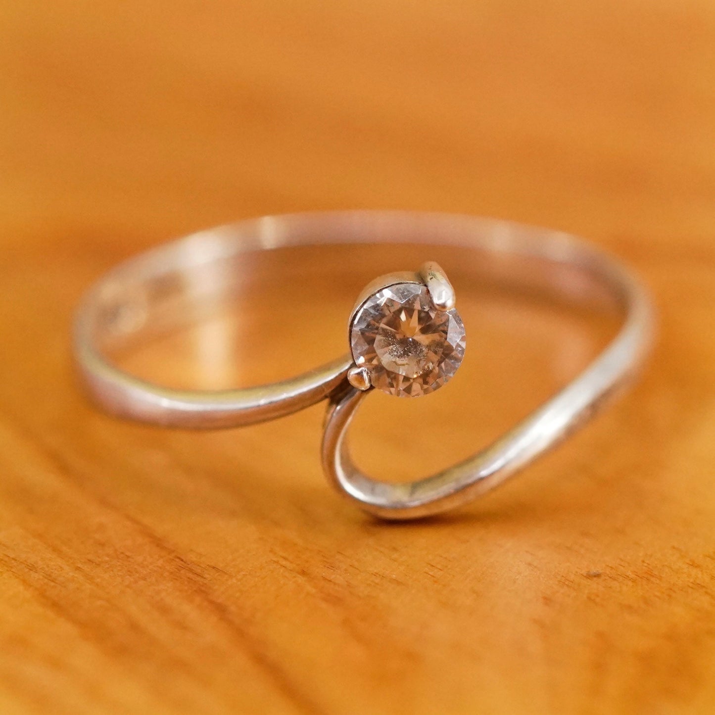 Size 8.75, vintage Sterling silver handmade ring, 925 engagement band with cz