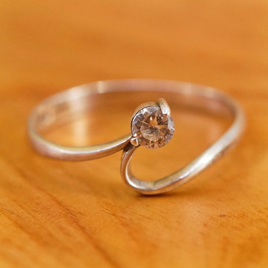Size 8.75, vintage Sterling silver handmade ring, 925 engagement band with cz
