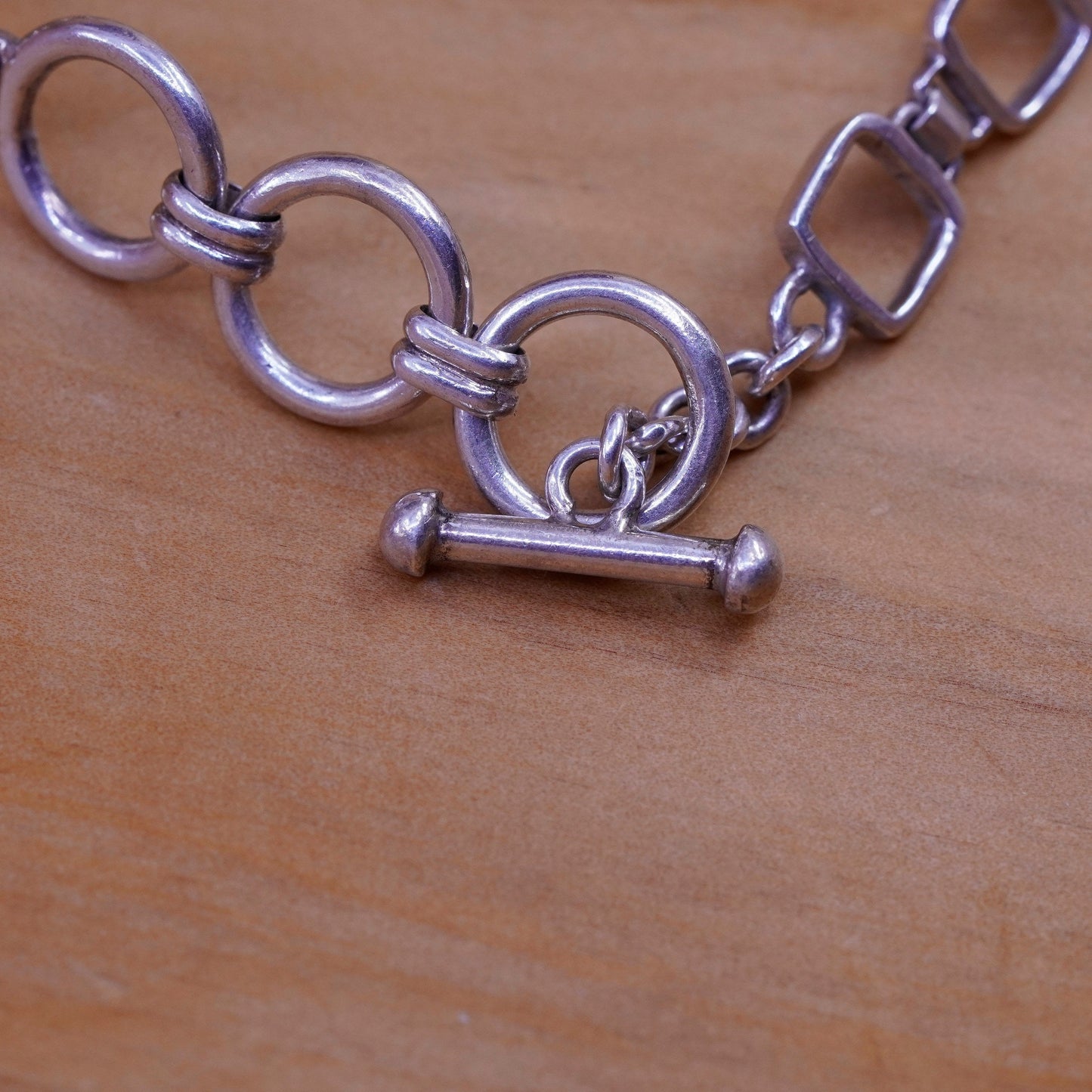 7+1”, vintage Sterling silver handmade bracelet, 925 chain with peridot