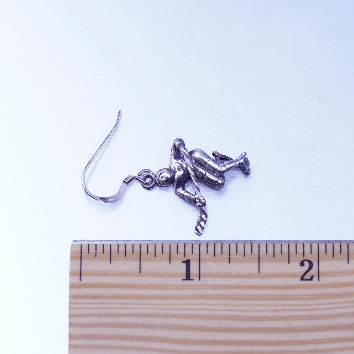 Vintage Sterling 925 silver handmade hockey player earrings