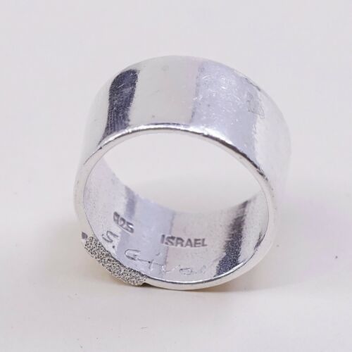 Size 6.25, Vtg Israel S Giver Sterling Silver Handmade Ring 925 Wide Band