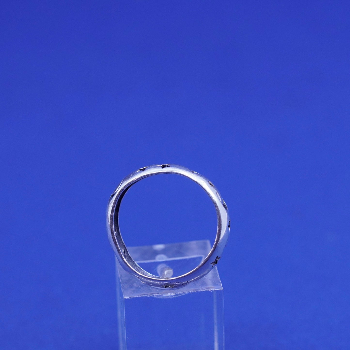 Size 8.25, vintage Sterling silver handmade ring, 925 moon star band