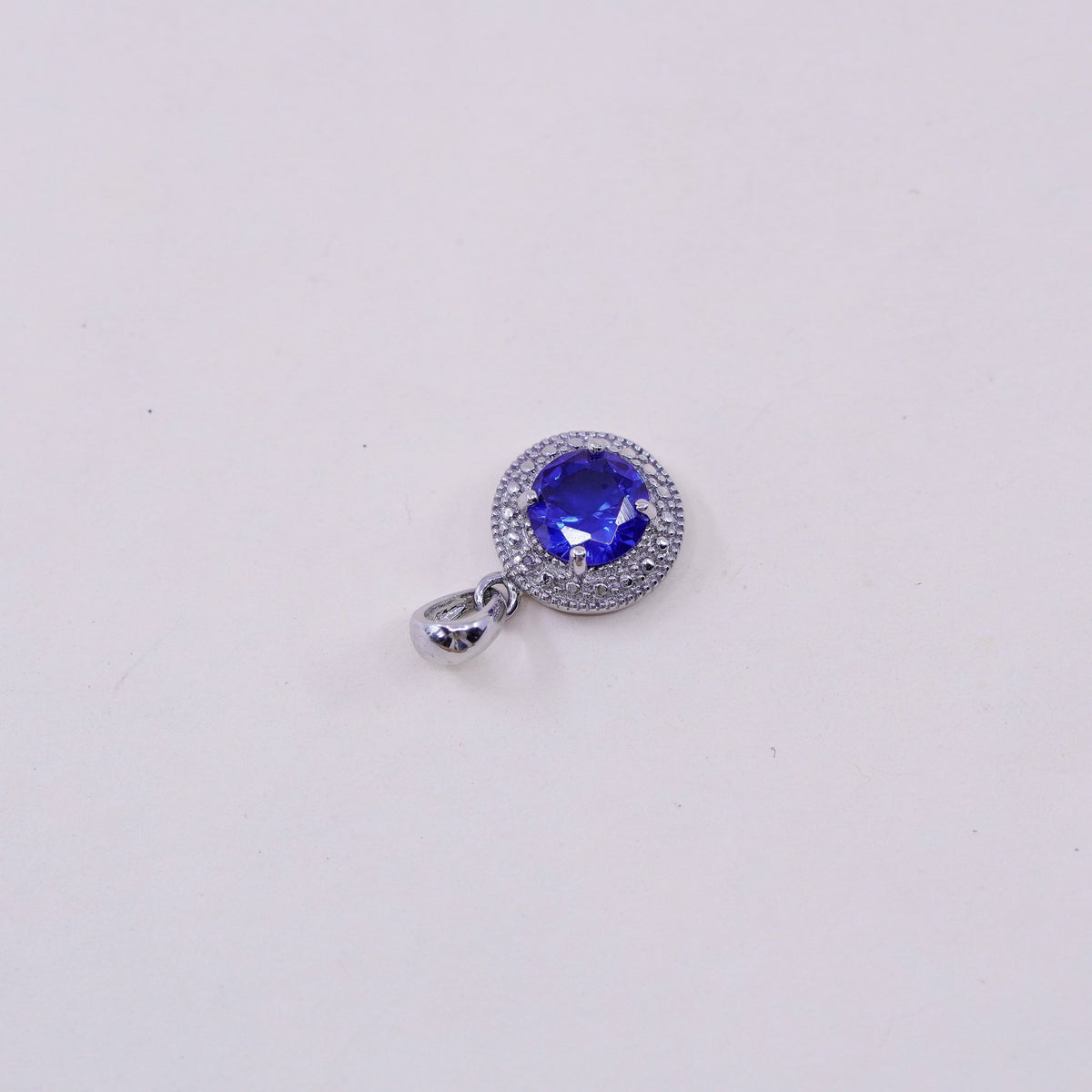 vintage sterling 925 silver handmade pendant with topaz and diamond