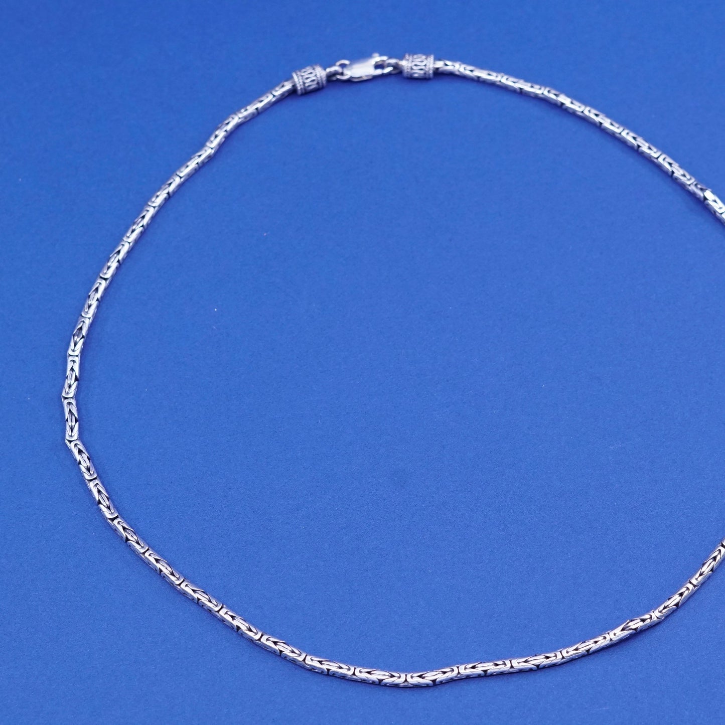 18”, sterling silver 925 handmade Bali birdcage Byzantine chain, men’s necklace