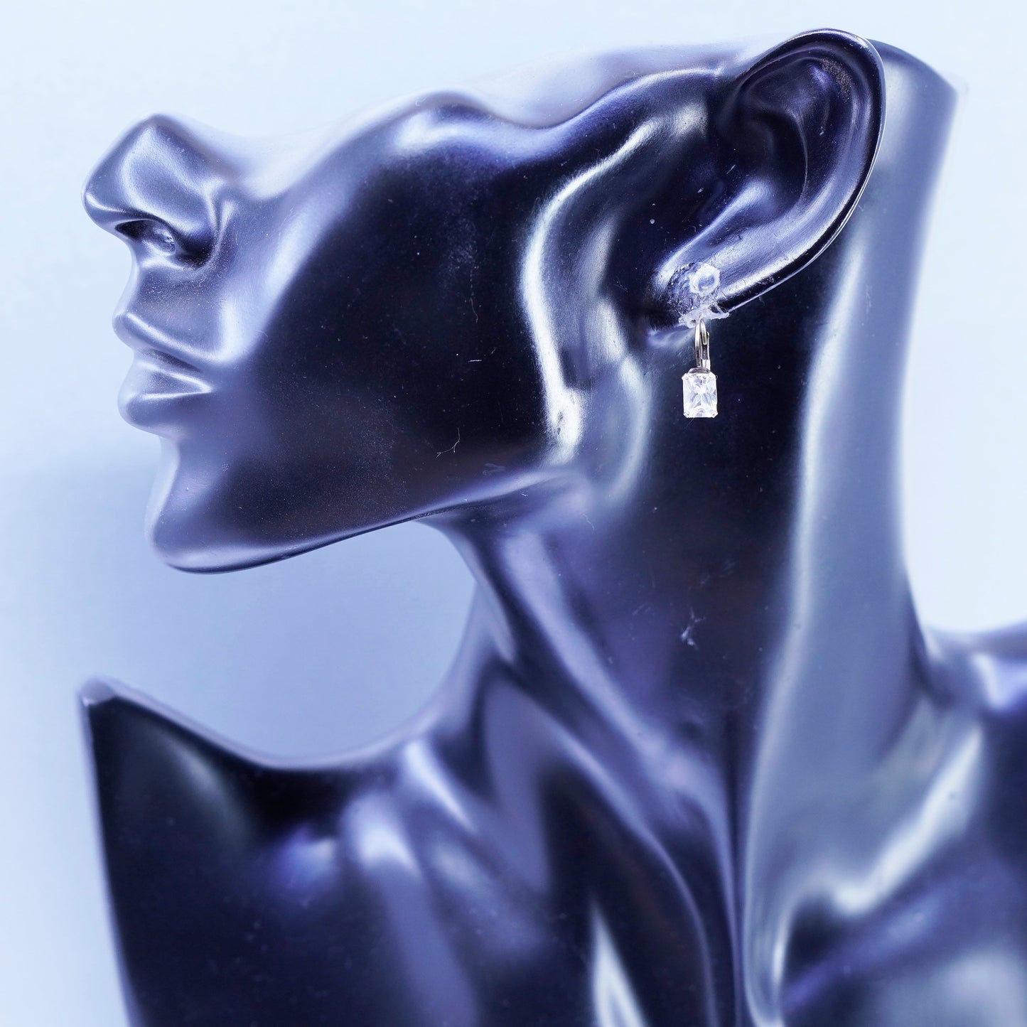 Vintage Sterling 925 silver earrings, dangle and Cz