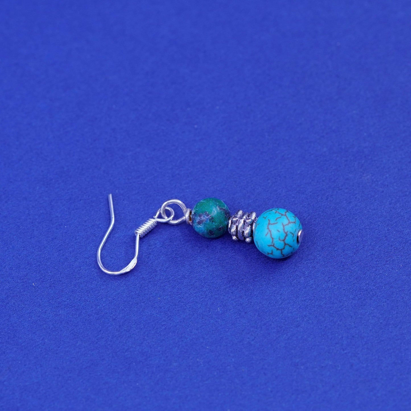 Vintage sterling 925 silver handmade earrings with turquoise beadS