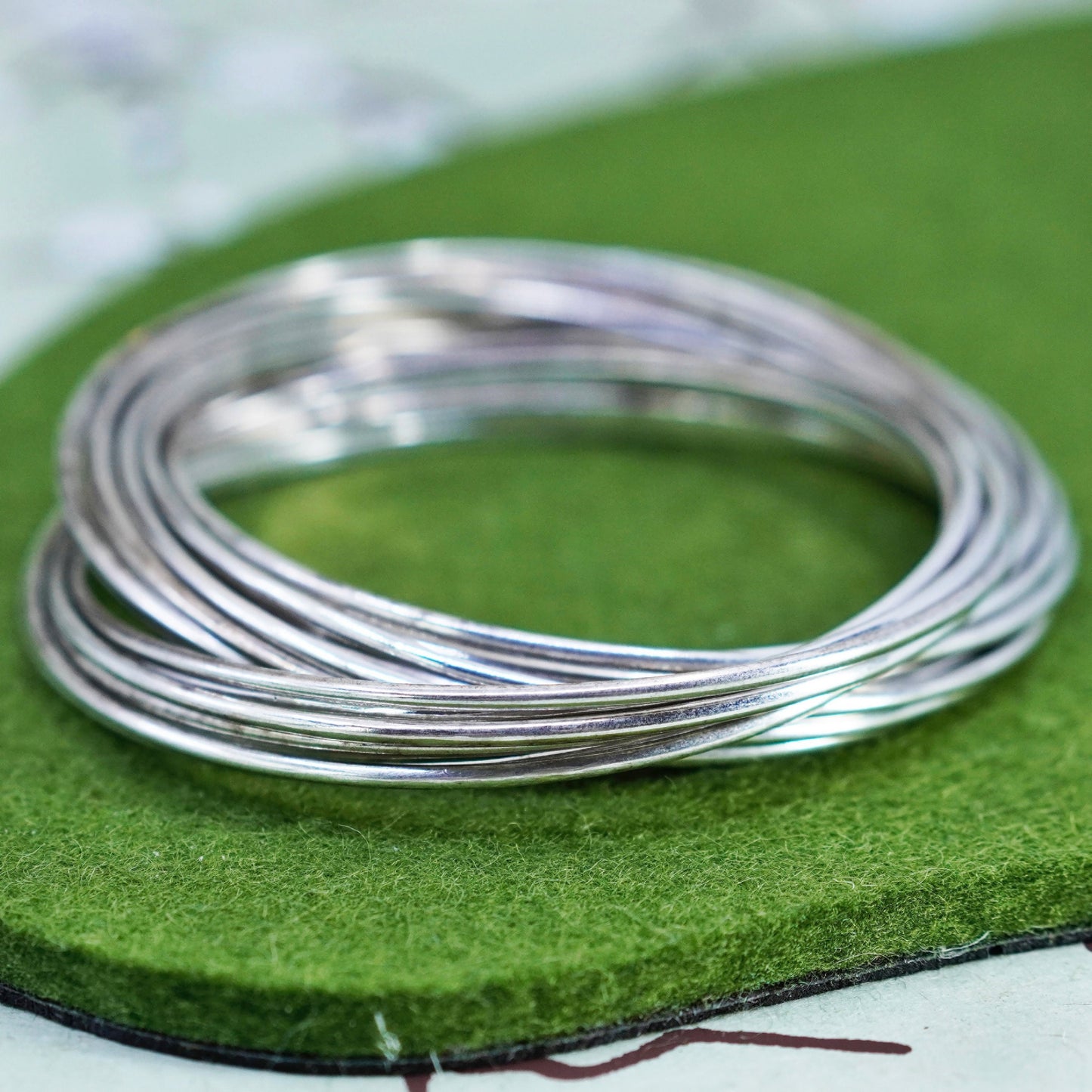 7.5”, Silpada 21 Salute Interlocking Bangle 925 Sterling Silver Bracelet B0640