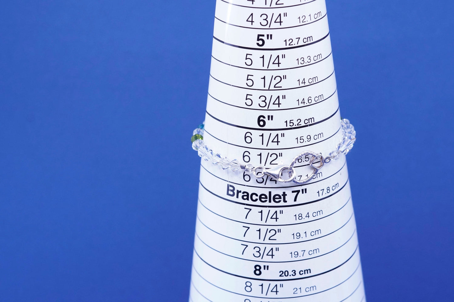 6.75”, Sterling 925 silver handmade bracelet with colorful Swarovski crystal