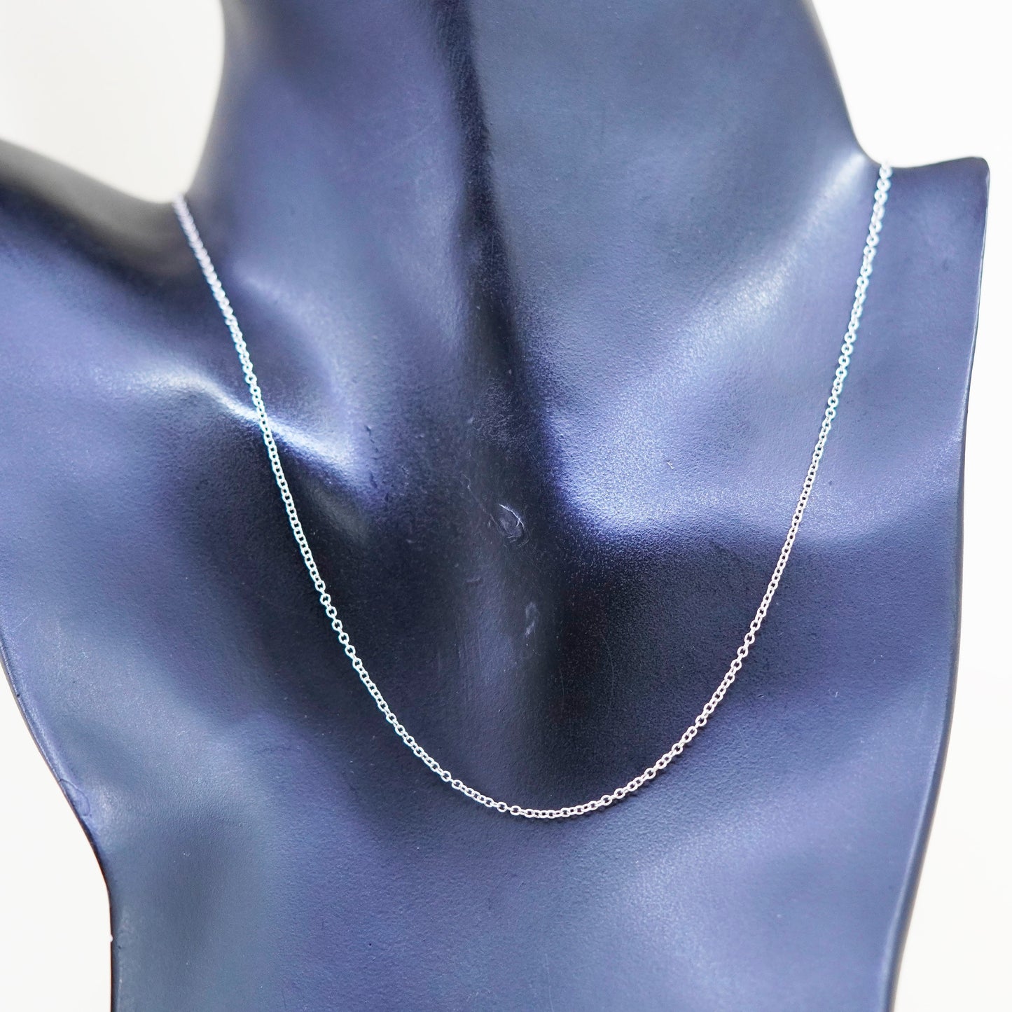 15” 1mm, Vintage Italian sterling 925 silver circle chain, necklace