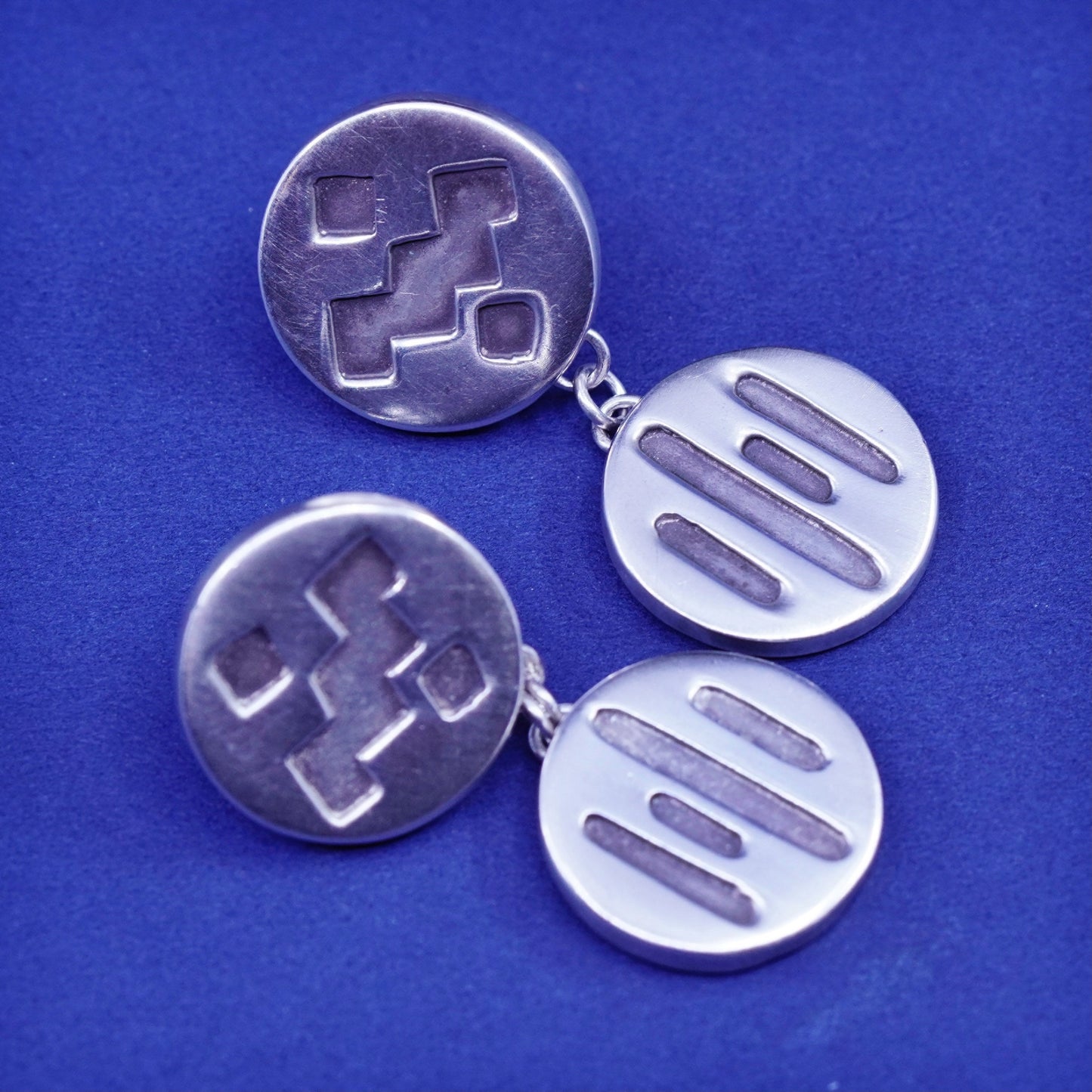 Vintage mexico sterling silver handmade earrings, modern 925 drop