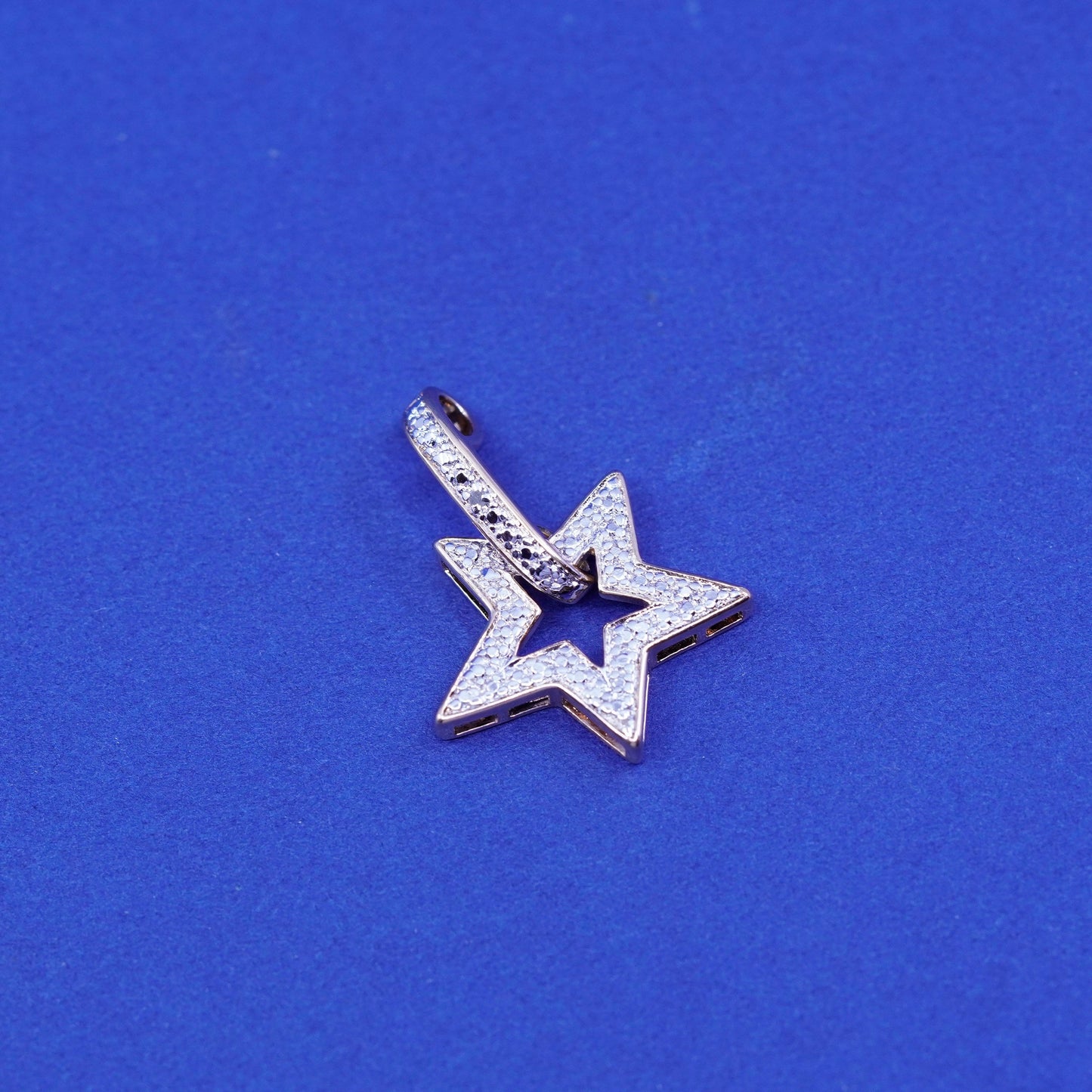 Vintage vermeil gold filled Sterling 925 silver star with diamond