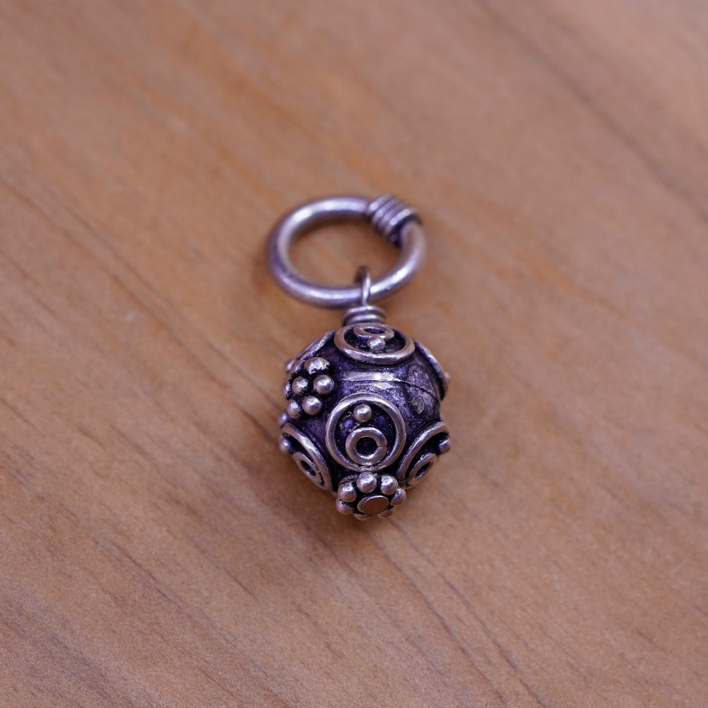 Vintage Sterling silver handmade pendant, 925 bead charm