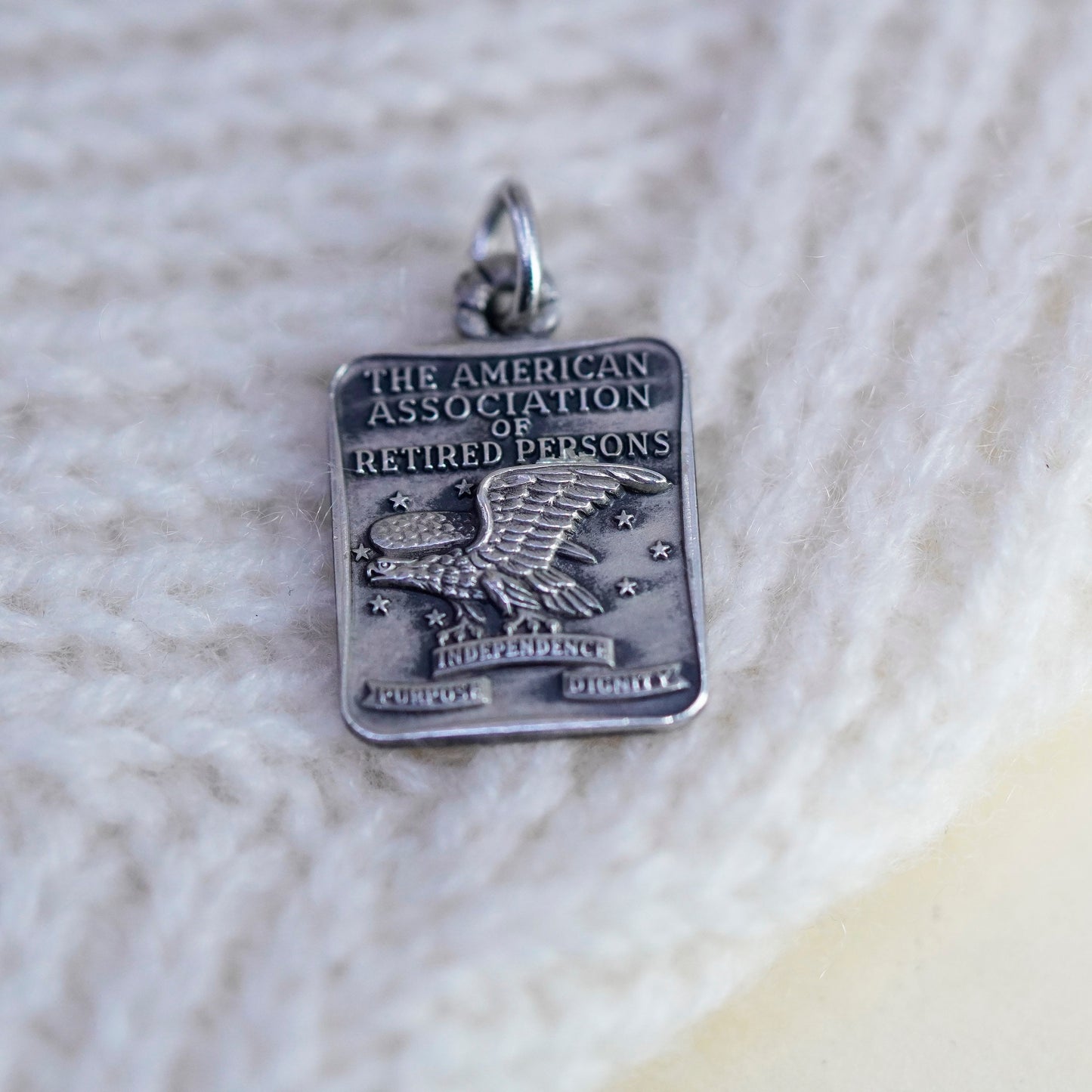 VTG Sterling 925 silver Eagle pendant the american of retired persons charm