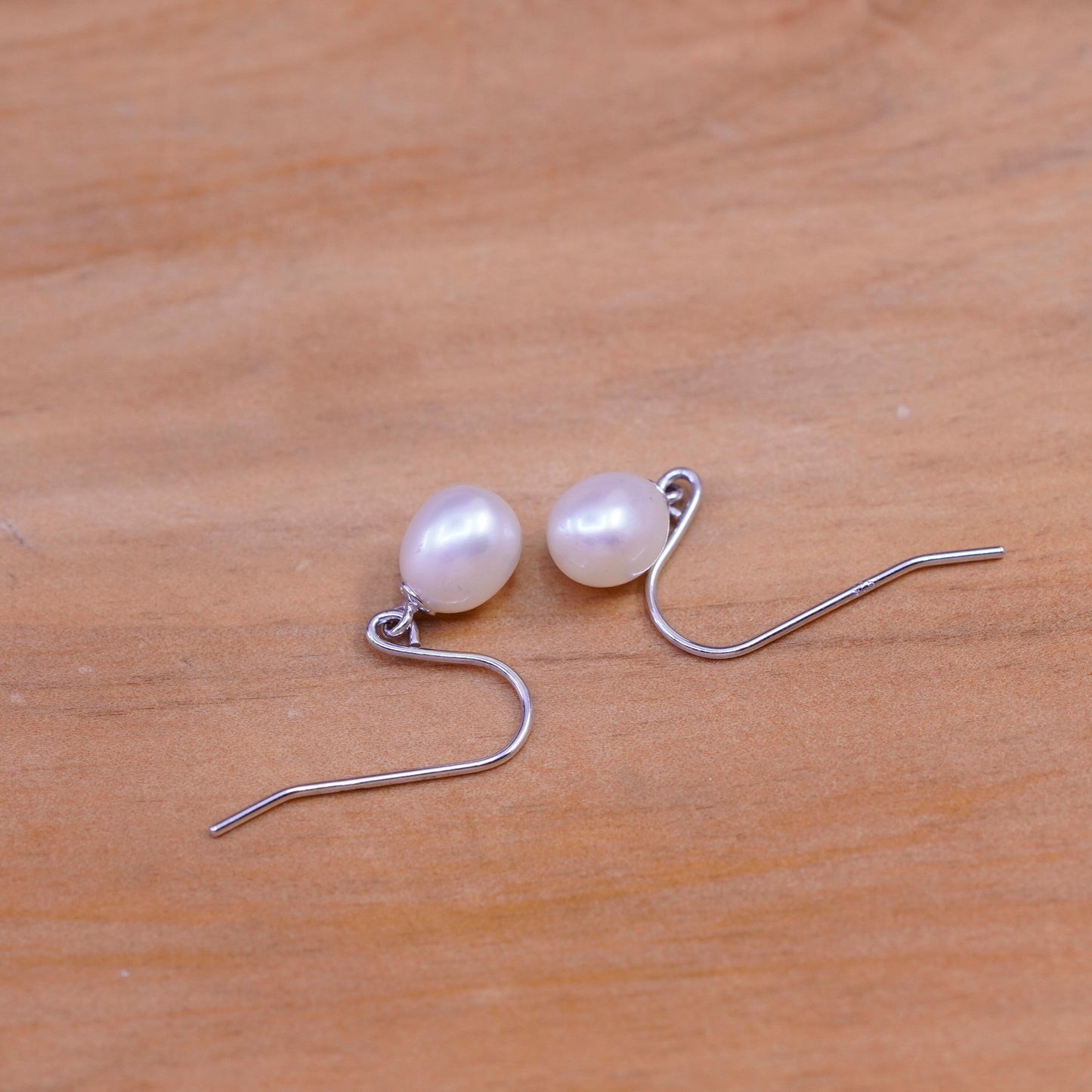 Vintage Sterling 925 silver handmade earrings with pearl