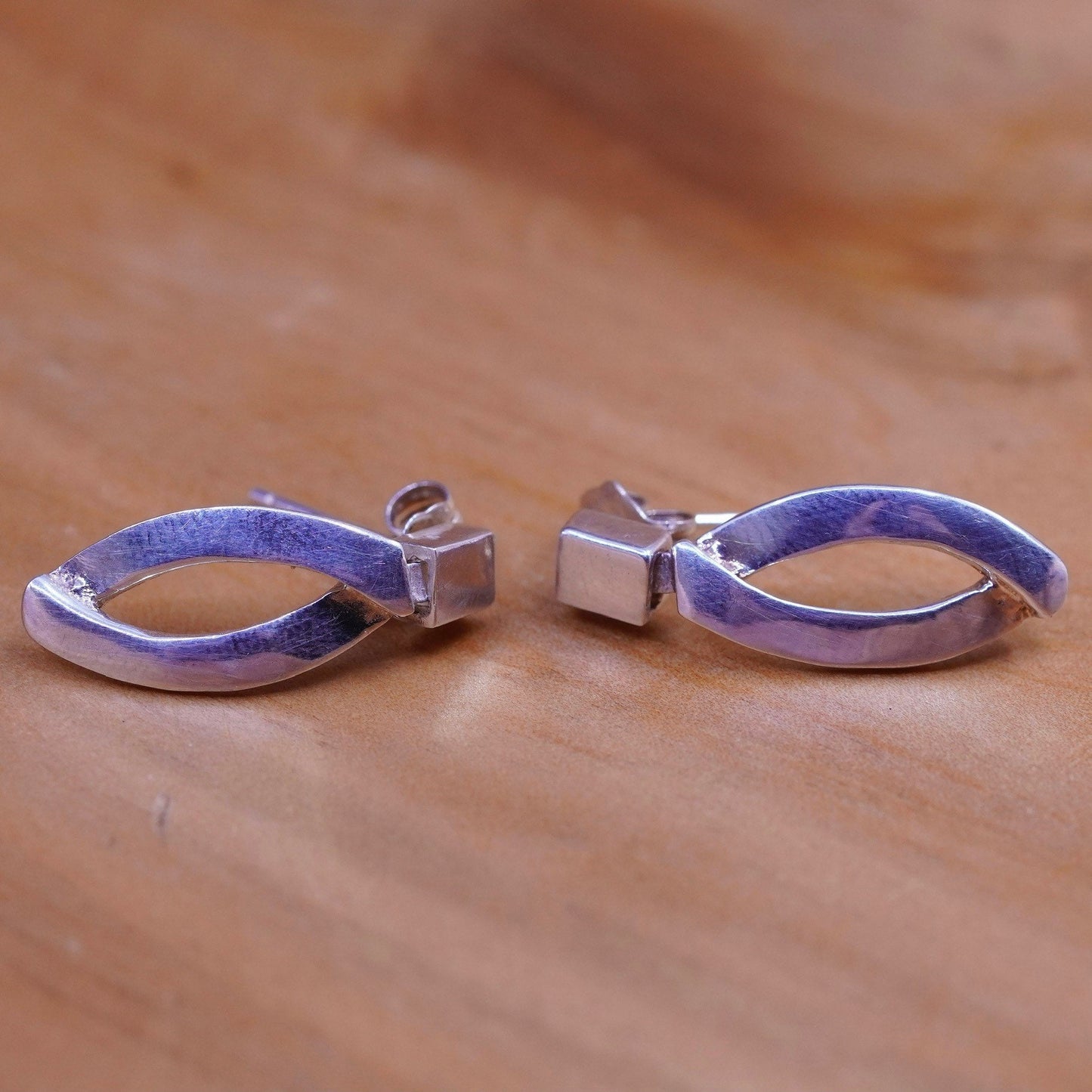 0.75”, Vintage Sterling silver handmade earrings, 925 teardrop drops