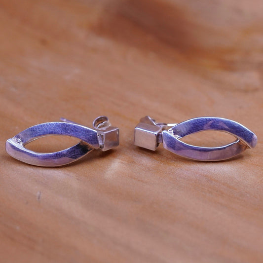 0.75”, Vintage Sterling silver handmade earrings, 925 teardrop drops