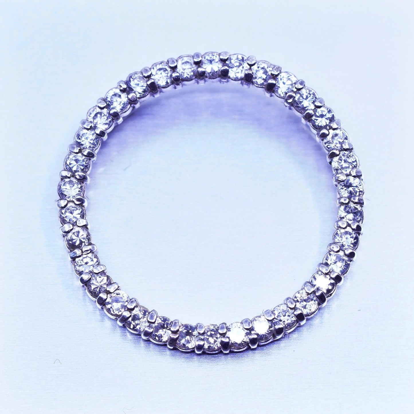 antique sterling 925 silver circle pendant with round Cz