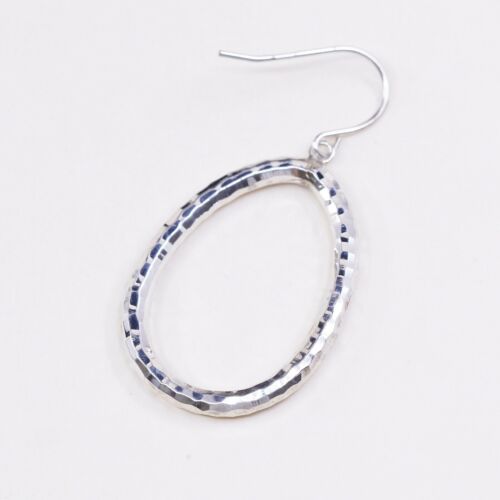 Vtg Sterling 925 Silver Handmade Hollow Lightweight Teardrop Shaped Earrings