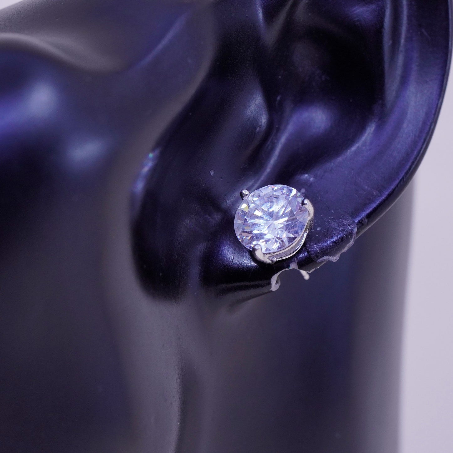 10mm, Vintage sterling silver genuine cz studs, fashion minimalist earrings