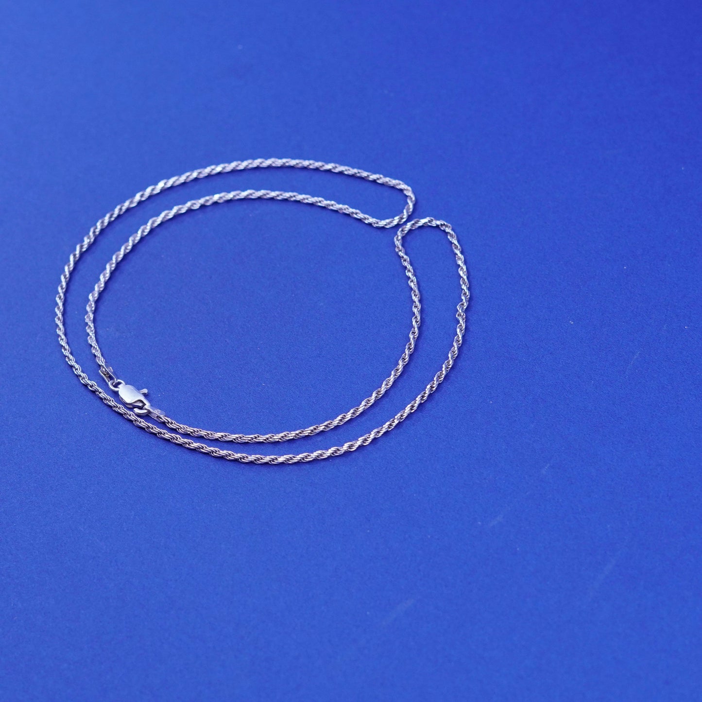 20”, 2mm, vintage Sterling silver handmade necklace, 925 diamond rope chain