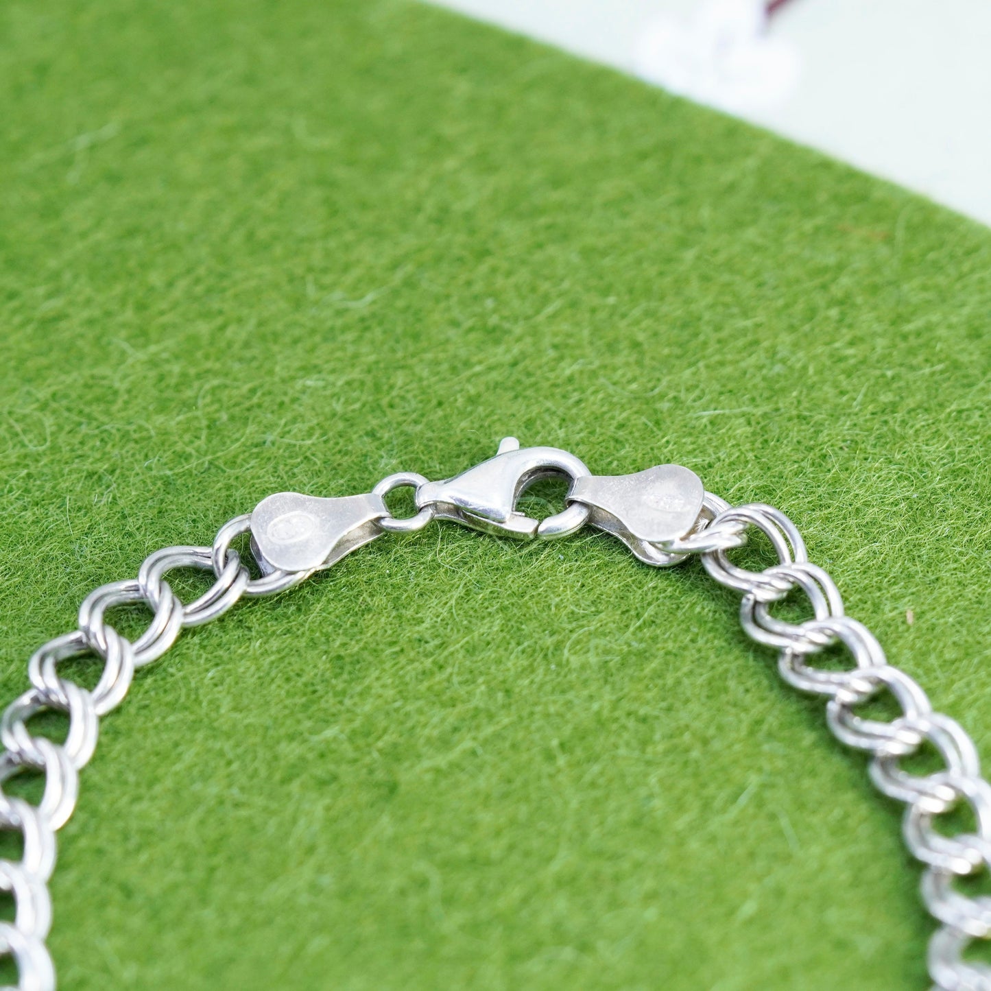 7”, 6mm, Vintage sterling silver bracelet, 925 double curb chain