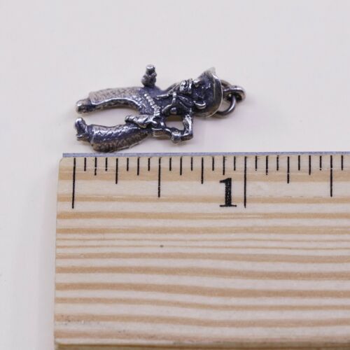 Vintage Sterling Silver Handmade Pendant, 925 Cowboy Charm, Silver Tested