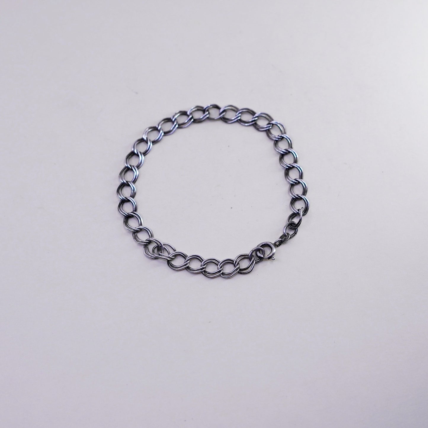 7.25”, 7mm, Vintage prochain sterling silver bracelet, 925 double curb chain