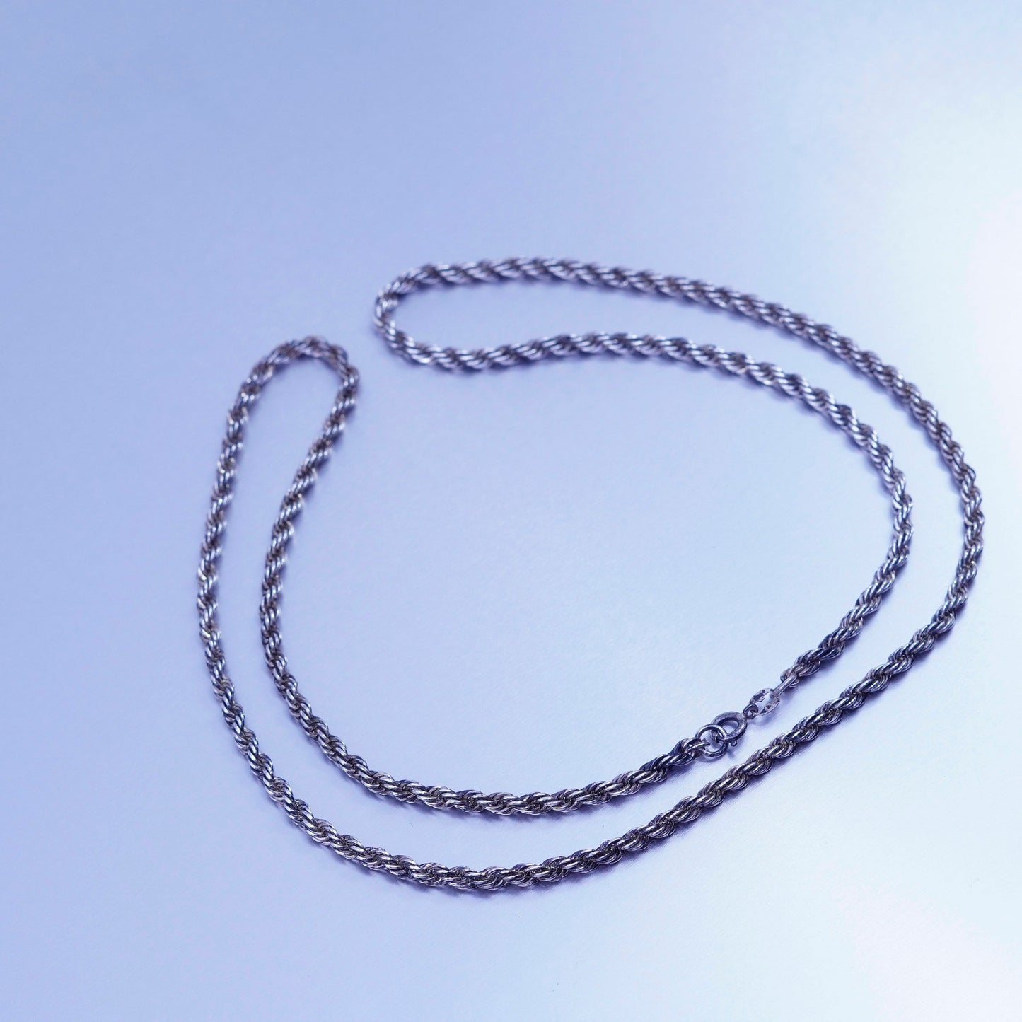 24” 4mm, vintage Italy Sterling 925 silver bold rope chain necklace