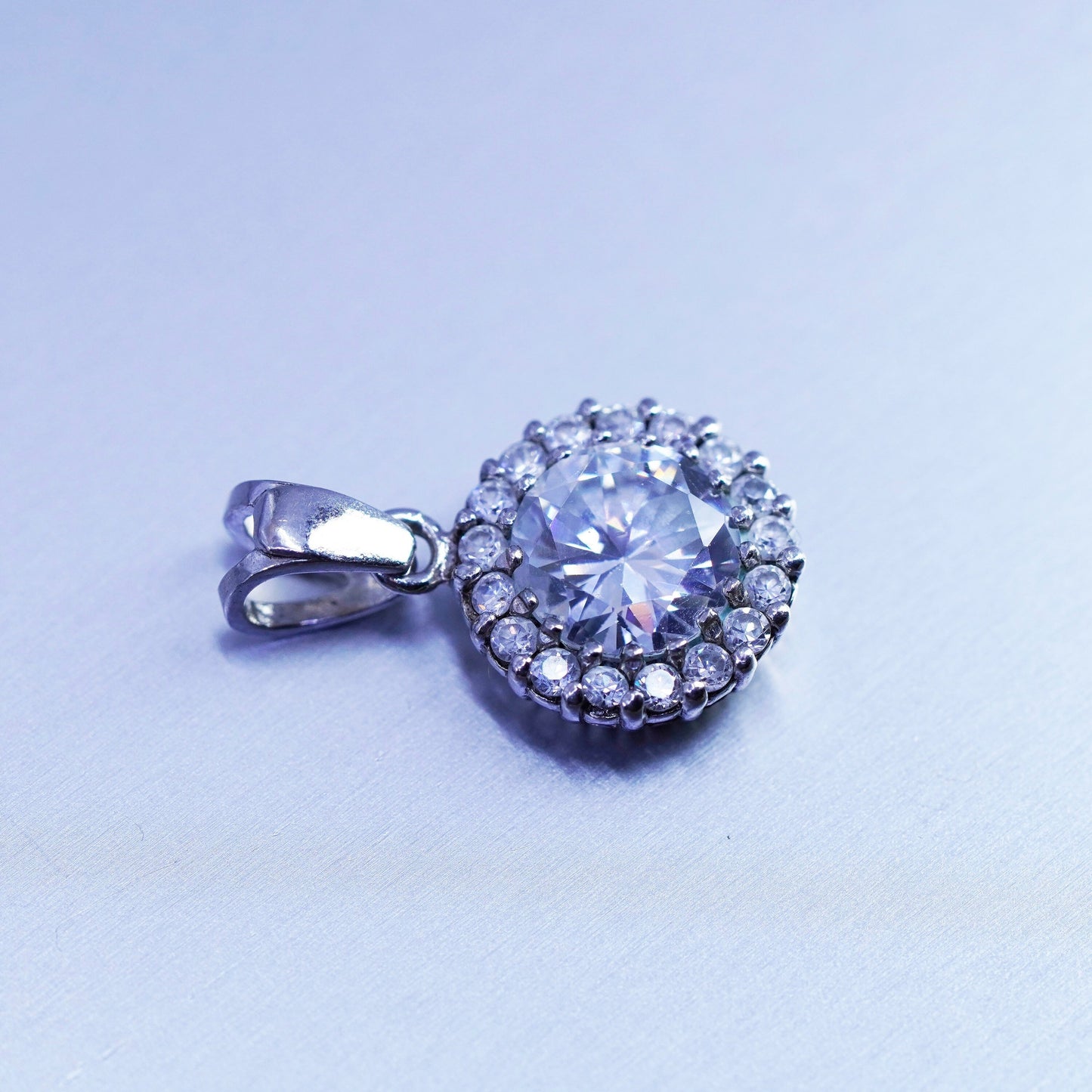 antique sterling 925 silver pendant with Cz