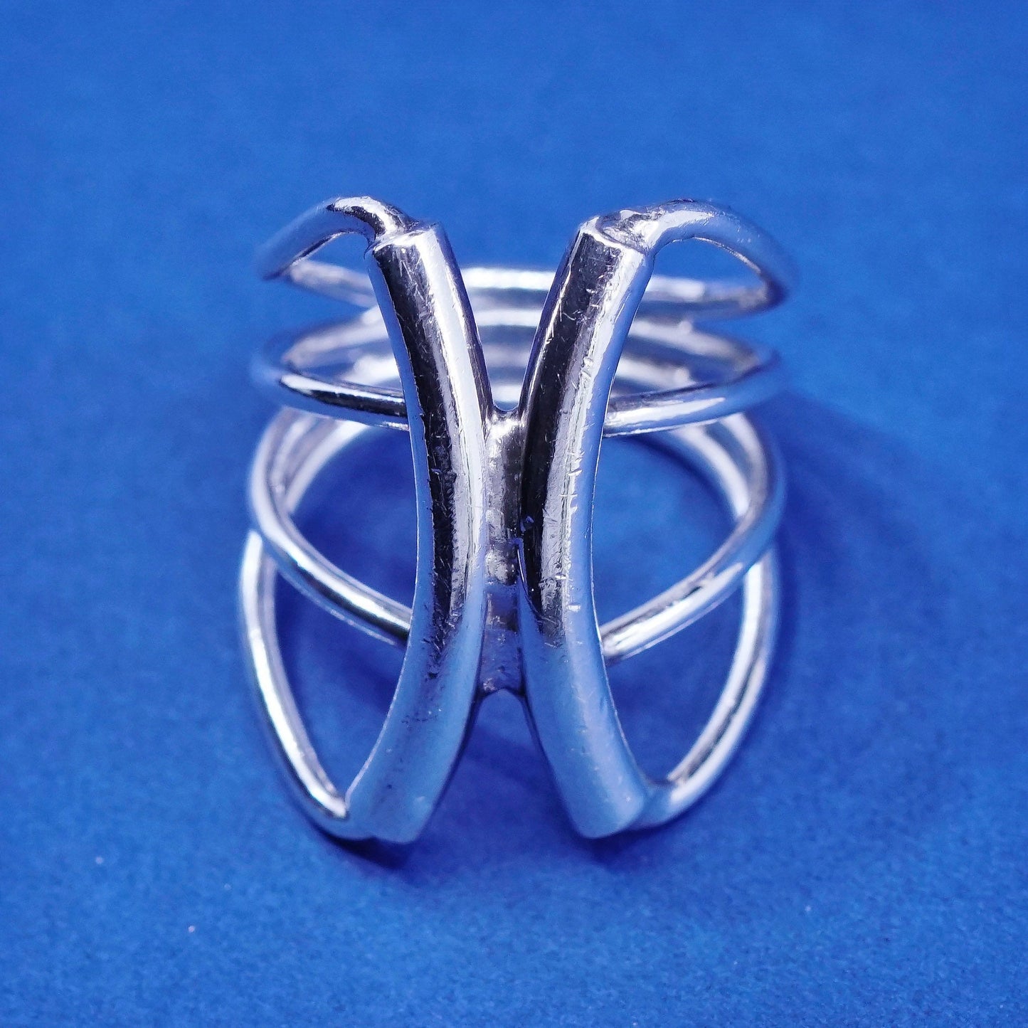Size 7, vintage Sterling silver handmade ring, modern 925 silver statement ring