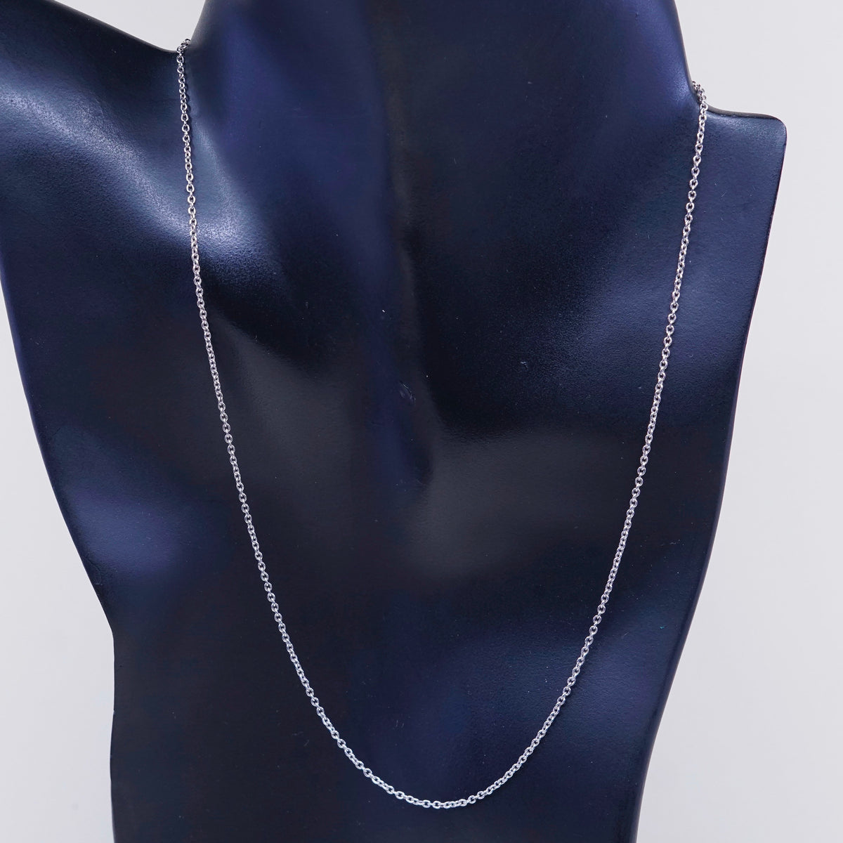 18”, 1mm, Vintage sterling silver circle chain, Italy 925 necklace