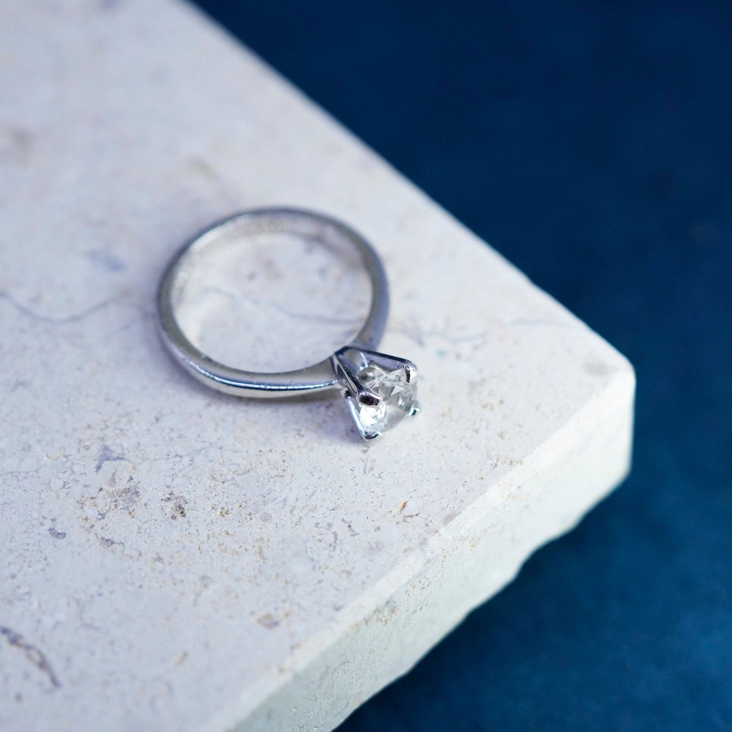 Size 6, vintage Sterling 925 silver handmade engagement ring with cz
