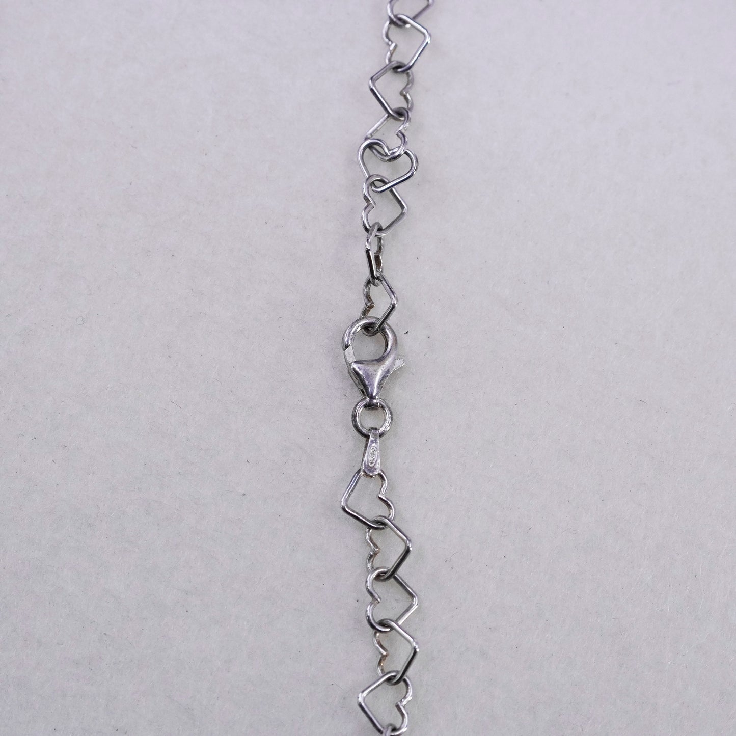 16” 7mm, vintage Italy Sterling 925 silver heart link chain necklace