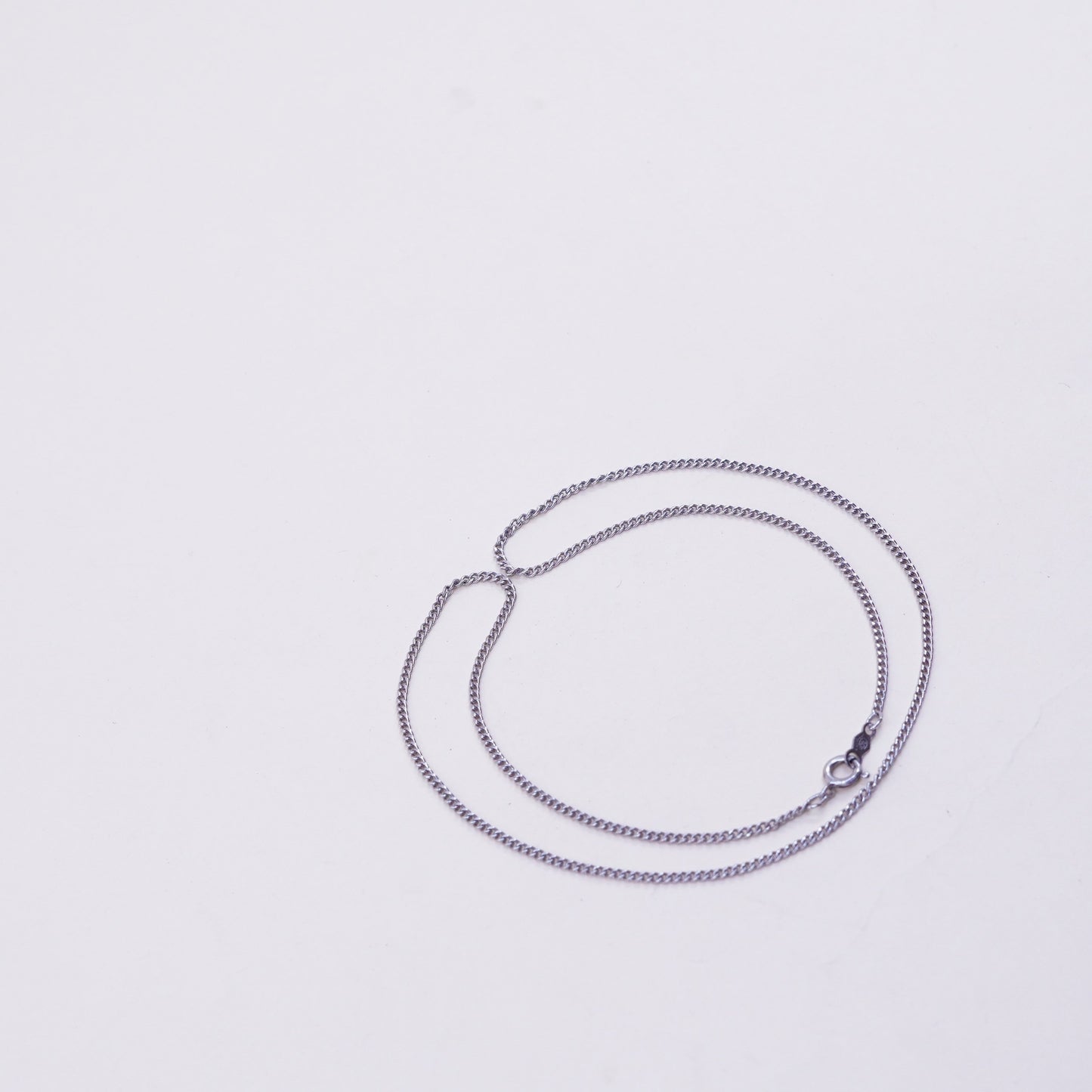 16” 1mm, vintage sterling silver necklace, 925 curb rope chain