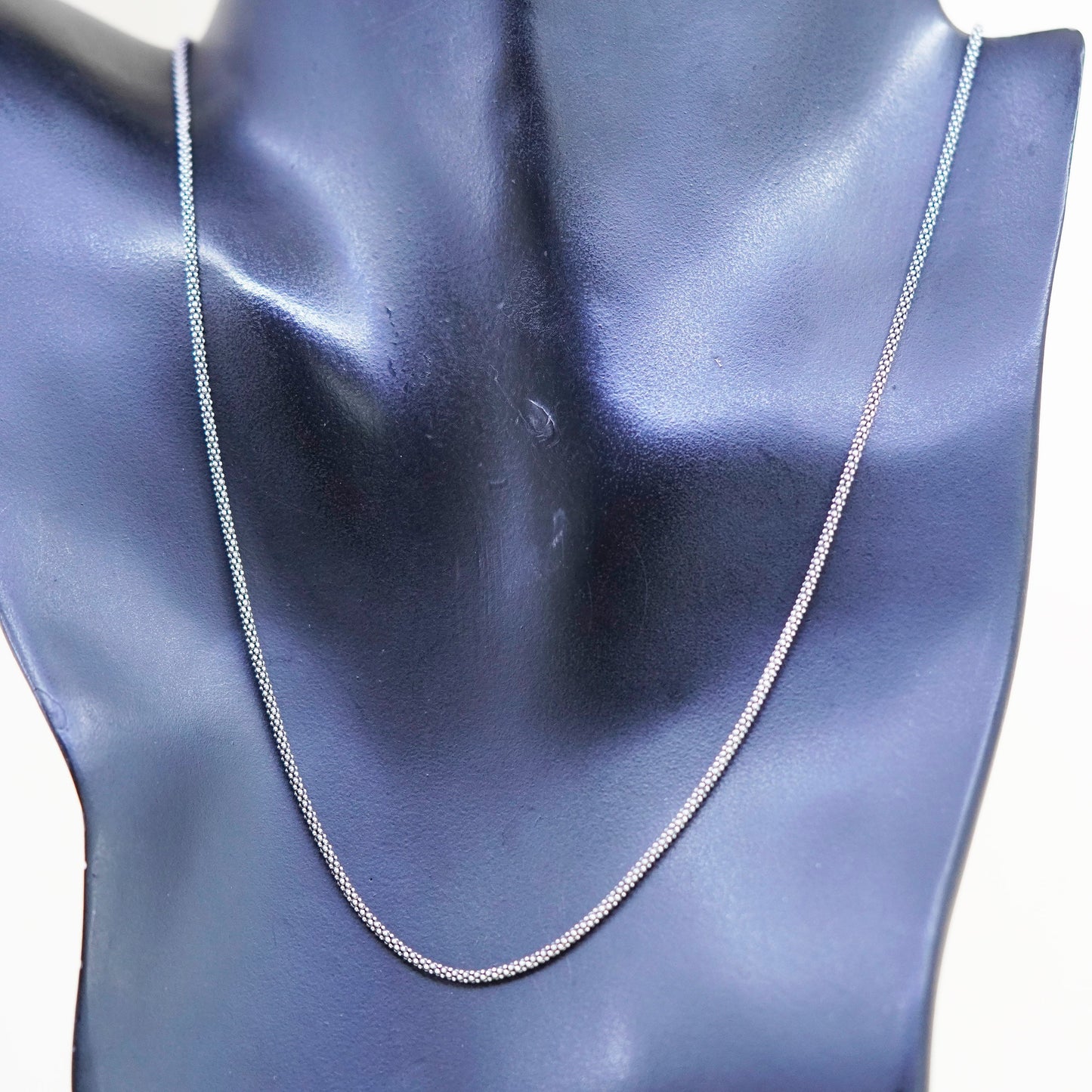 18” 1mm, sterling silver handmade necklace, 925 silver popcorn chain